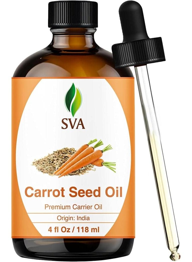 SVA Carrot Seed Oil 4 fl oz – 100% Cold Pressed Carrier Oil with Dropper – For Hair, Skin, Nails & Body Massage
