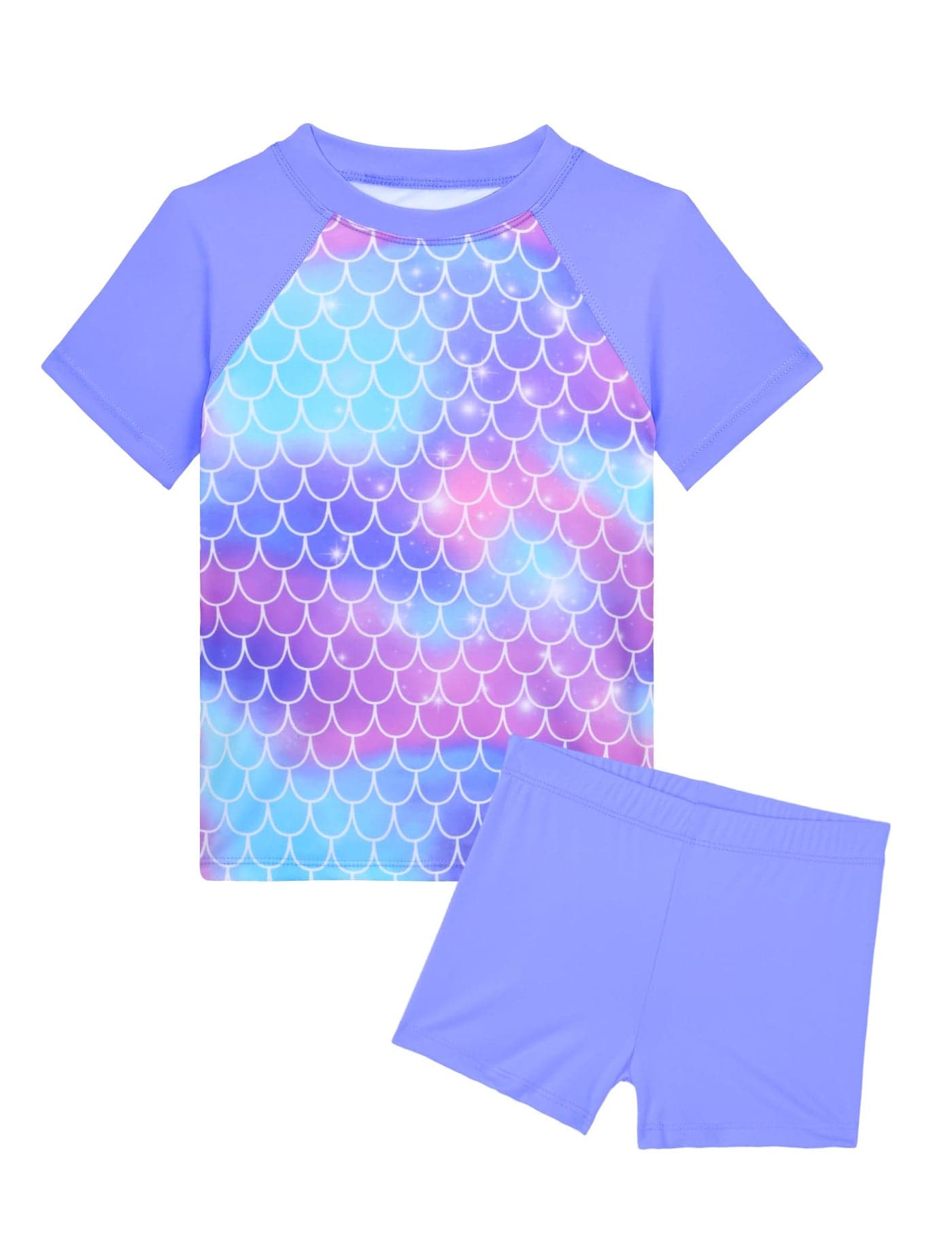 Snowheart Girls Rash Guard Swimsuit Swim Shorts Set Girl Tankini Bathing Suit 2 Piece Rashguard Kids 4t 5t Size 6 Purple Blue