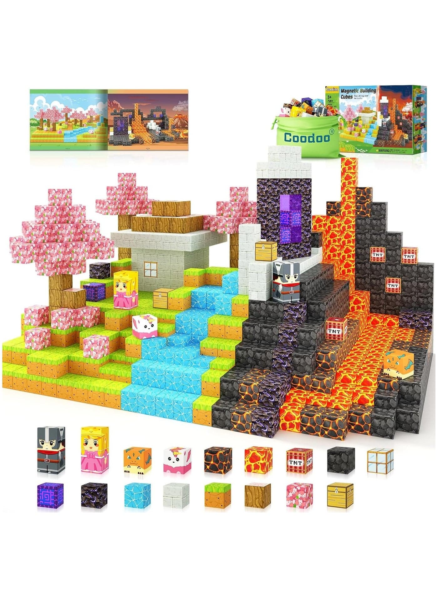 Magnetic Blocks - Build Mine Magnet World Magic Portal Set, Magnetic Tiles Building Blocks Toddler Toy STEM Sensory Outdoor Toys for 3+ Year Old Boys Girls, Creative Kids Games Kids Toys 84PCS
