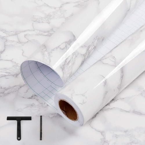 practicalWs WhiteGrey Marble Contact Paper 177 x 1968 Marble Wallpaper Peel and Stick with Tools Self Adhesive Vinyl Film Contact Paper for Countertops