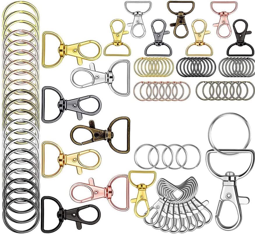 DIY Crafts Pack of 5 Pcs, Silver, Key Chain Hooks with (Pack of 5 Pcs, Silver)