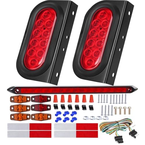 EXERAUO 6 Inch Oval Led Trailer Lights Kit with Mounting Bracket Sealed Submersible Stop Brake Trailer Tail Light Kit Lights Bar and Wiring Harness for Boat RV Truck