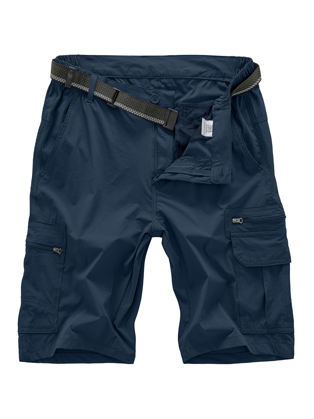 Jessie Kidden Mens Outdoor Casual Expandable Waist Lightweight Water Resistant Quick Dry Fishing Hiking Shorts #6222-Navy,34