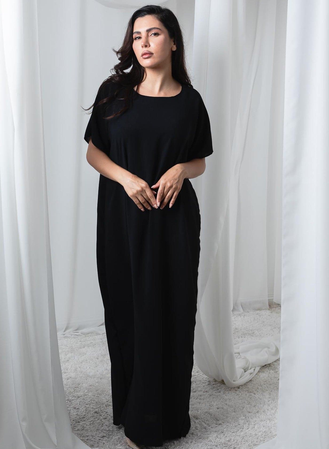 Black CEY Fabric Inner Slip Dress for Abaya – Soft Underdress