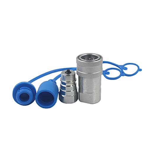 1-Set 1/4'' Ag ISO5675 Carbon Steel Hydraulic Quick Disconnect Coupling/Coupler Poppet Valve,Pioneer Type, Set w/Dust Cap