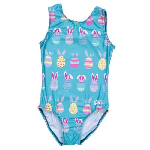 GK Stars Gymnastics & Dance Leotard for Girls and Toddlers - Activewear One Piece Outfit in Fun Colorful Prints (Hoppy Spring, CS)