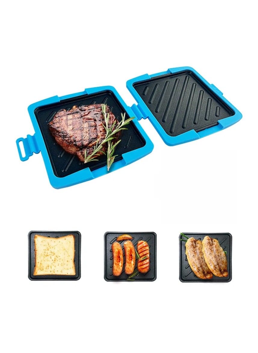 Microwave Grill Silicone Sandwich Pan, Non-Stick Toastie Maker, Quick Breakfast Gadget for Sandwiches/Bagels/Paninis, Dishwasher Safe Compact for Home/Dorm/Camping
