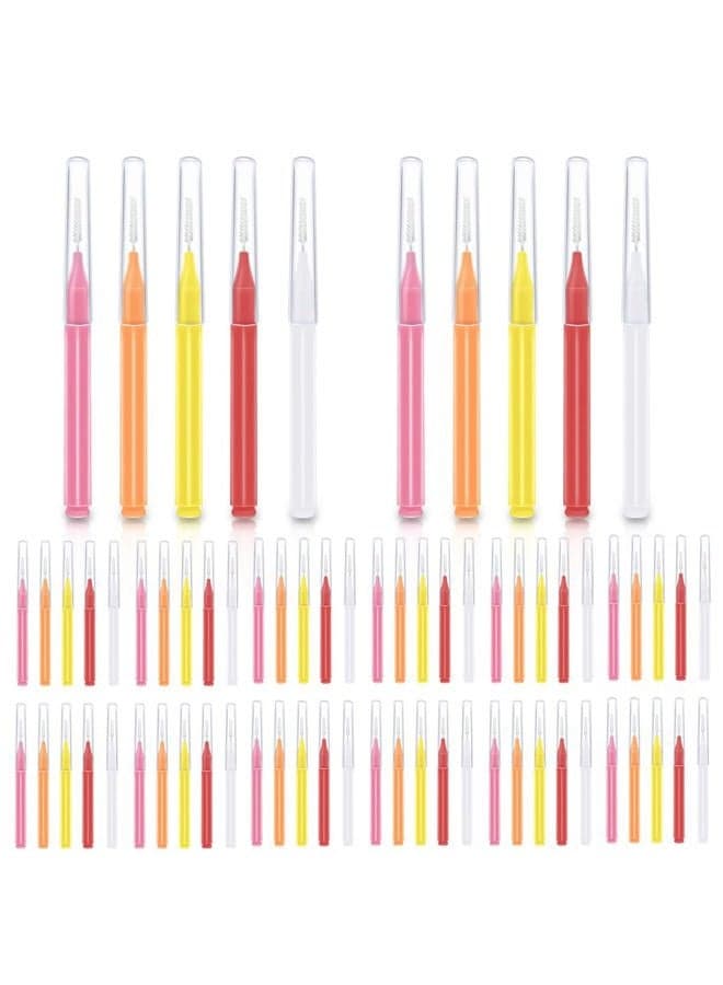 75 Pieces Braces Brush for Tooth Dental Tooth Flossing Braces Brush Toothpick for Interdental Cleaning Oral Tooth Cleaning Tool for Dental Hygiene Bendable Flosser Head Tooth Cleaner 5 Colors Floss