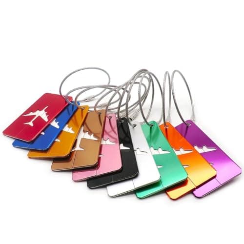 Kidultz Aluminum Alloy Metallic Luggage Tags Handle Wraps with Stainless Loop Anti-Break for Travel Identification Suitcase Bag Tag, School & Office Bags - Set of 5 (Multicolour)