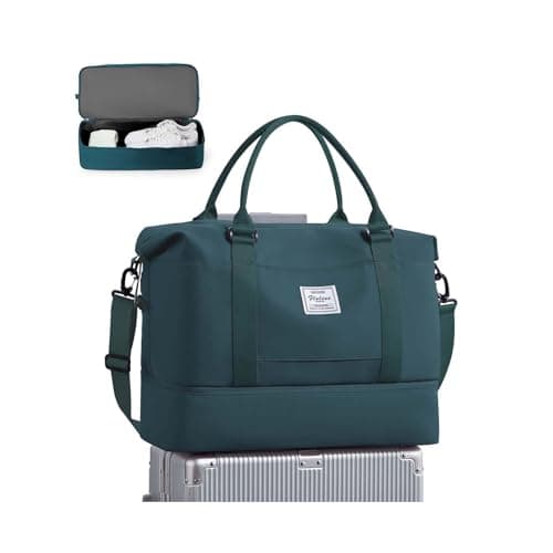 Spirit Airlines Personal Item Bag 18x14x8 Foldie Travel Duffel Bag Expandable Gym Sport Foldable Carry On Overnight Waterproof Weekender Luggage Weekend Bags Airplanes Eessentials Women,PeacockBlue