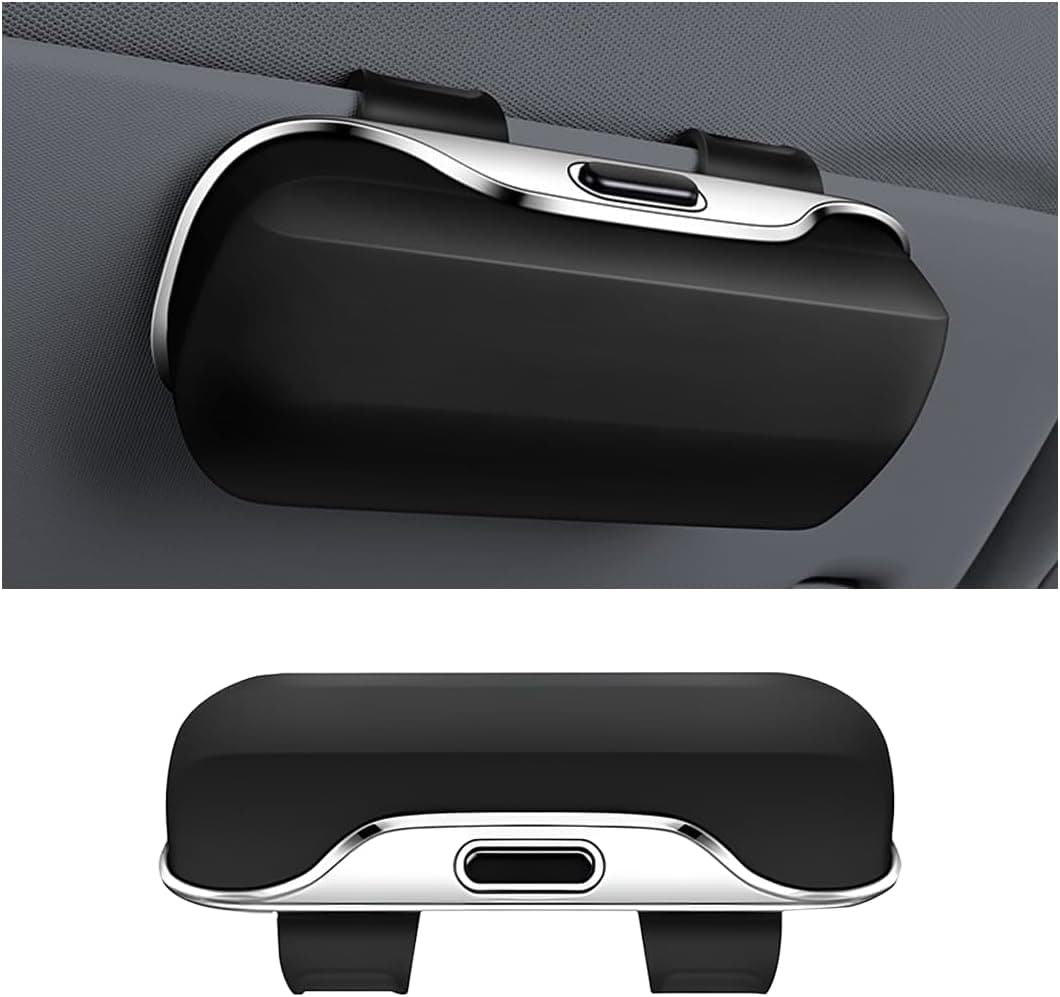 zipelo Sunglasses Holder for Car Sun Visor - Protective Eyeglasses Storage Case Hanger (Black)