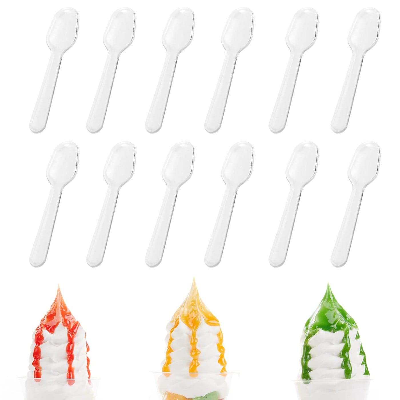 LIOUCBD 500PCS Mini Spoons for Tasting Dessert Disposable Small Spoon Clear Plastic Utensil for Jelly Pudding Yogurt Ice Cream Cake Appetizer 308inch