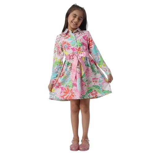 Nautinati Girls Fit and Flare Dress with Bow Detail |Cotton Blend | Age 4-8 Years