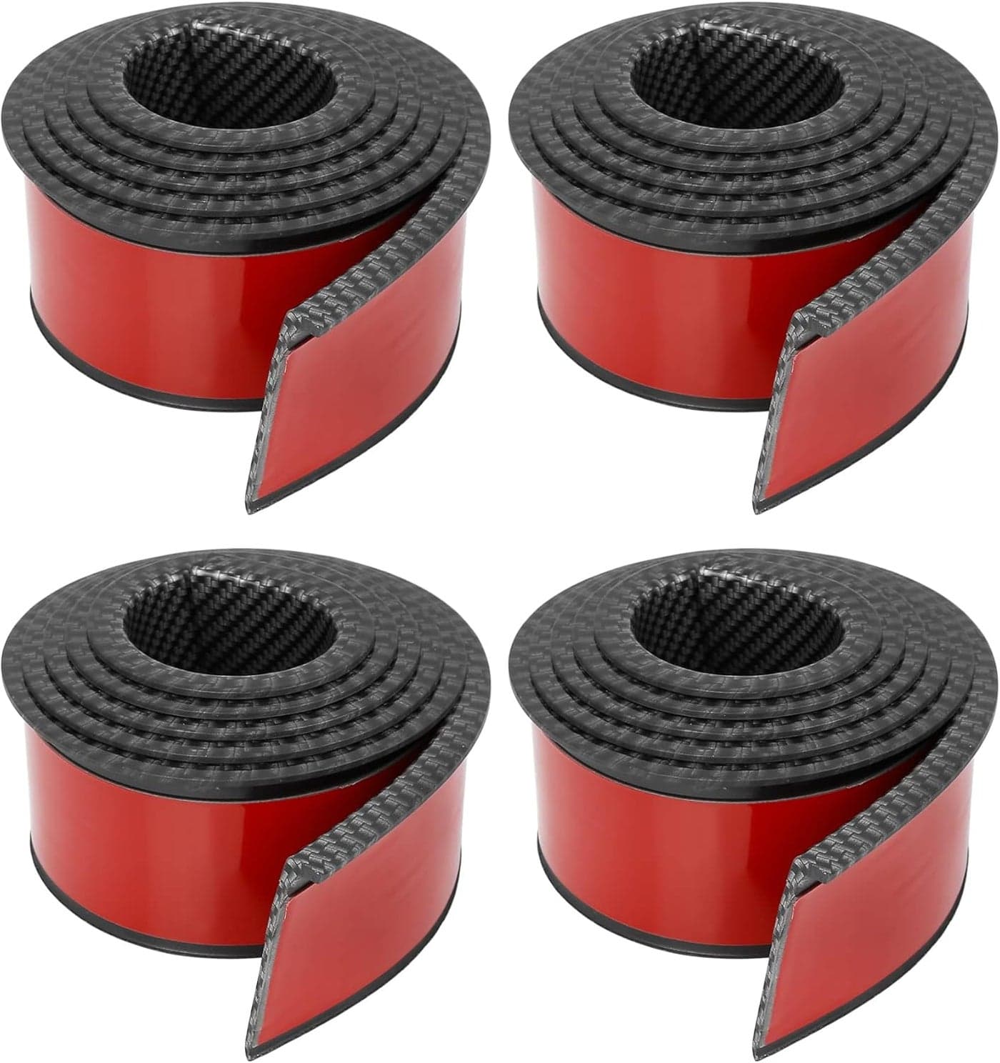 X AUTOHAUX 4pcs 5.5cm x 1.5m Car Wheel Fender Strip Extension Wheel Eyebrow Moulding Trim Protector Decoration Carbon Fiber Pattern