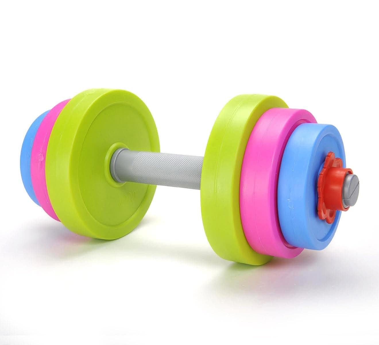 Liberty Imports Adjustable Dumbbell Toy Pretend Workout Set for Kids Gym Exercise - Fill with Beach Sand or Water