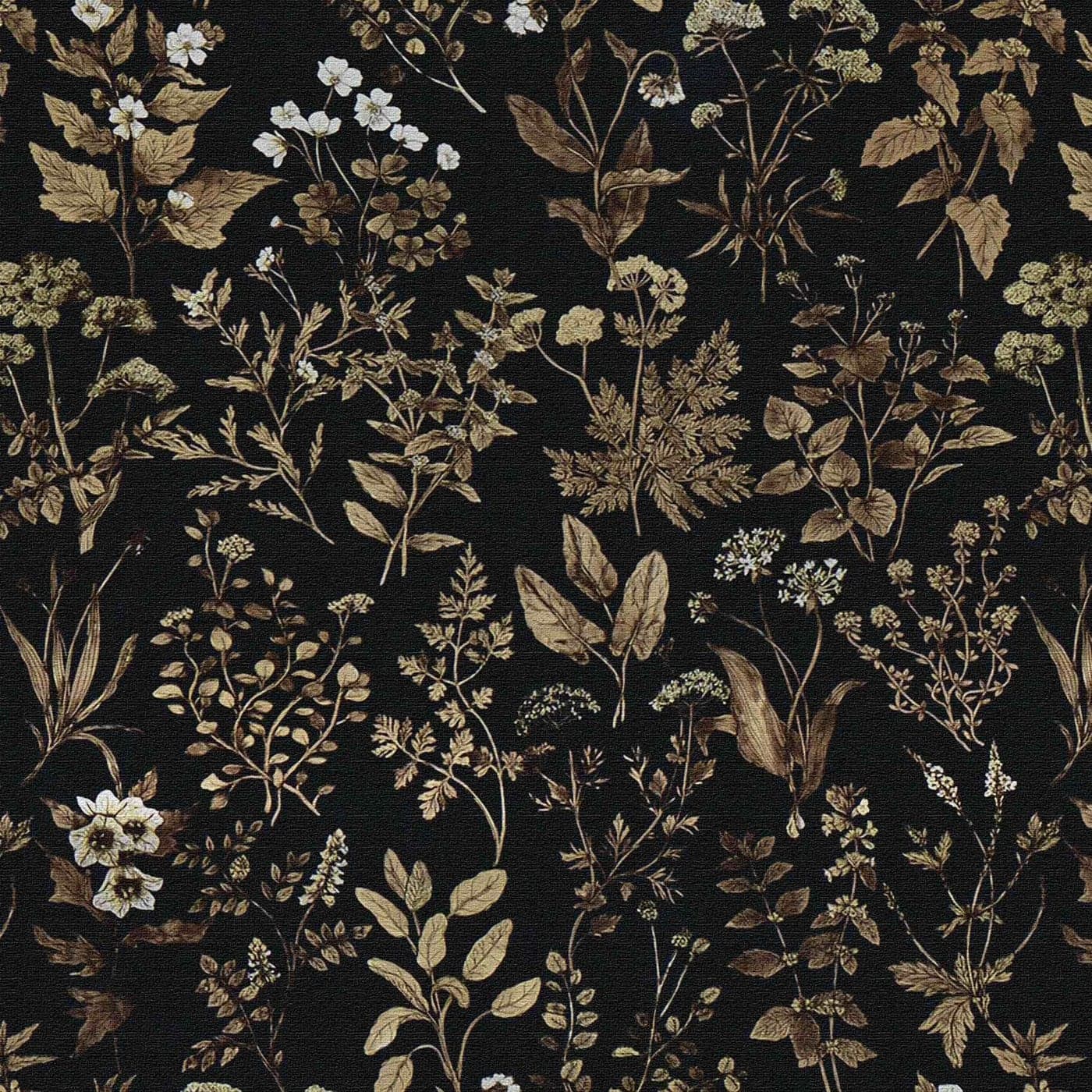 Dimoon 236x173 Peel and Stick Wallpaper Contact Paper BlackGolden Floral Wallpaper Dark Floral Wall Paper Removable Vintage Self Adhesive Waterproof for Bathroom Shelf Moody Vinyl Roll Embossed