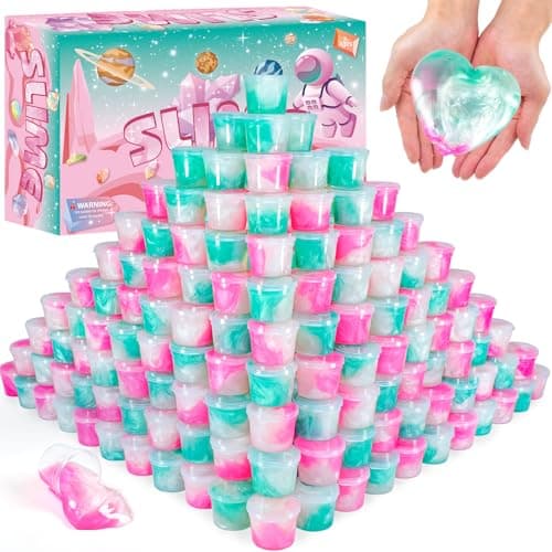 120 Pack Galaxy Slime Kit Mini Bulk Slimes Smooth Soft Slime Party Favors Goodie Bag Stuffers Valentines Day Gifts for Kids Classroom Exchange Prizes Stress Relief Toys for Girls Boys 812