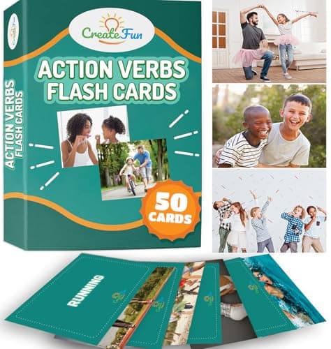 50 Action Verbs Flash Cards Vocabulary Builder for Speech Therapy ESL Homeschooling Realistic Diverse Pictures for Kids Adults with Autism Dementia Aphasia SLP Educational Learning Cards