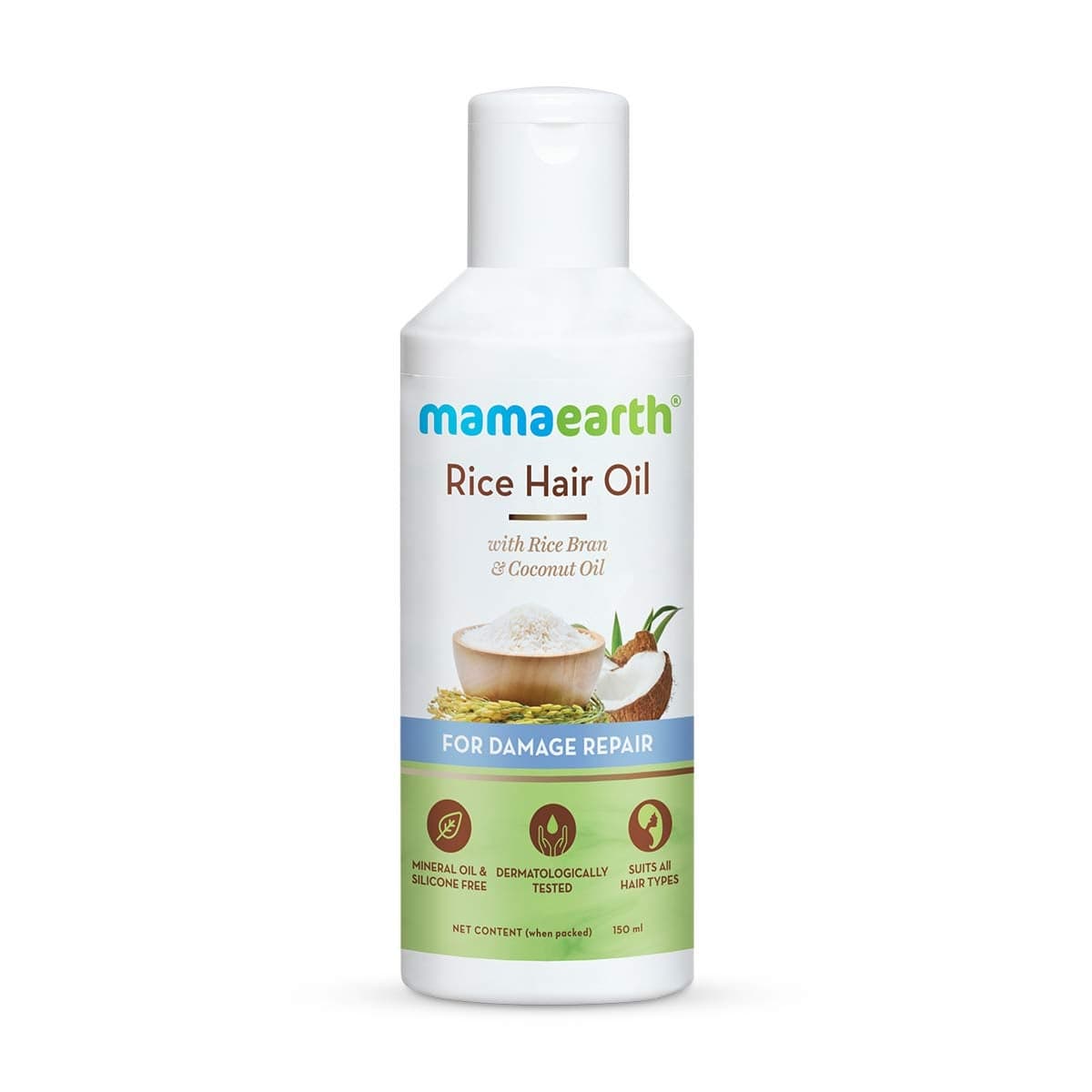 MAMAEARTH Rice Hair Oil Hair Growth and Damage Repair Formula Controls Hair Breakage Give Strong Roots Strengthening Oil for Scalp Massage 507 Fl Oz150 ml