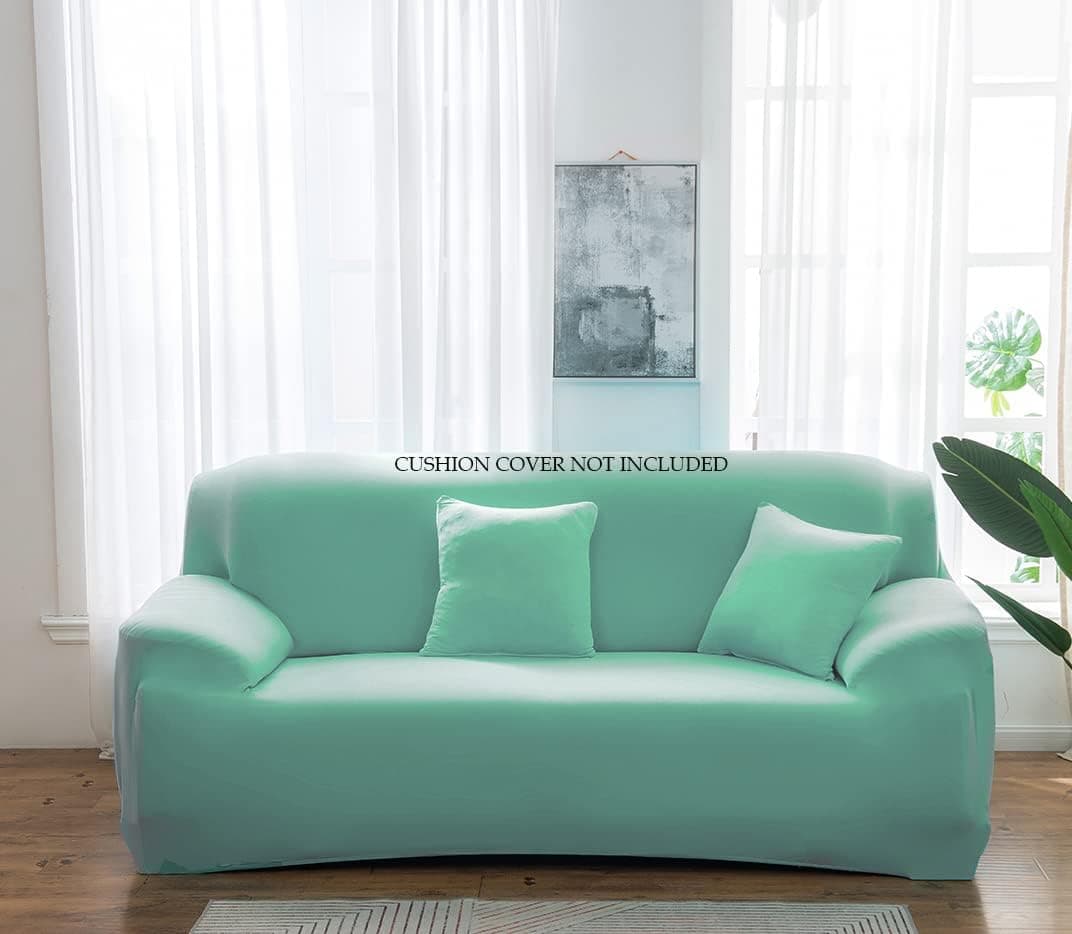 House of Quirk Universal Polyester Solid Sofa Cover Triple Seater Big Elasticity Cover for Couch Flexible Stretch Sofa Slipcover (Teal Blue, 185-230cm)