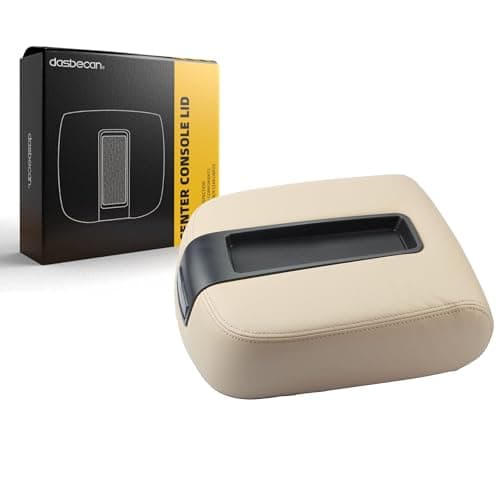 Dasbecan Center Console lid Armrest Cover Compatible with 2007-2014 Chevy Avalanche Silverado Suburban 1500 2500 GMC Yukon Sierra 2500HD 3500HD Armrest Center Console Cover Lid Kit (Beige)
