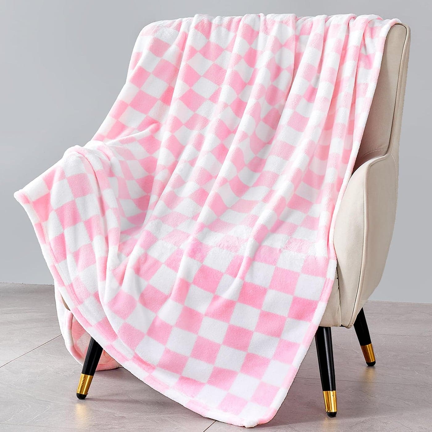 Edenleaf Pink Checkered Blanket Ultra Soft Fleece Checkered Throw Blankets for Couch Bed and Travel Luxury Throws for All Seasons 60x80 Inch Pink