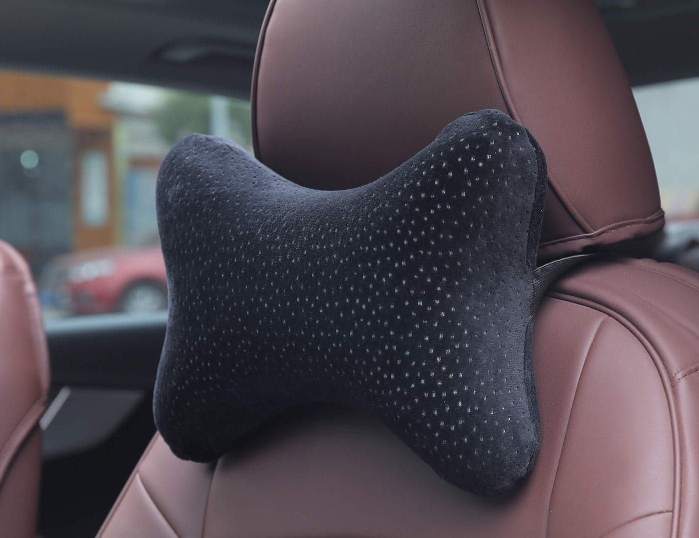 Aeris Car Headrest Pillow100 Memory Foam Car Neck Pillow for Driving with Strap Carry Bag Maximum Neck Support for Car Seat Portable Small Travel Pillow Perfect for Camping and Traveling