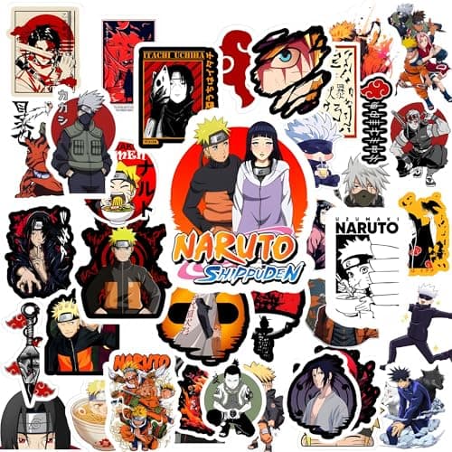 Printshed's-Pack of 50 Aesthetic Vinyl Stickers of Naruto Anime Multipurpose Anime Stickers for Decoration-Laptop Journal Guitar Mobile Cover Water Bottle Helmet Gaming Console Waterproof