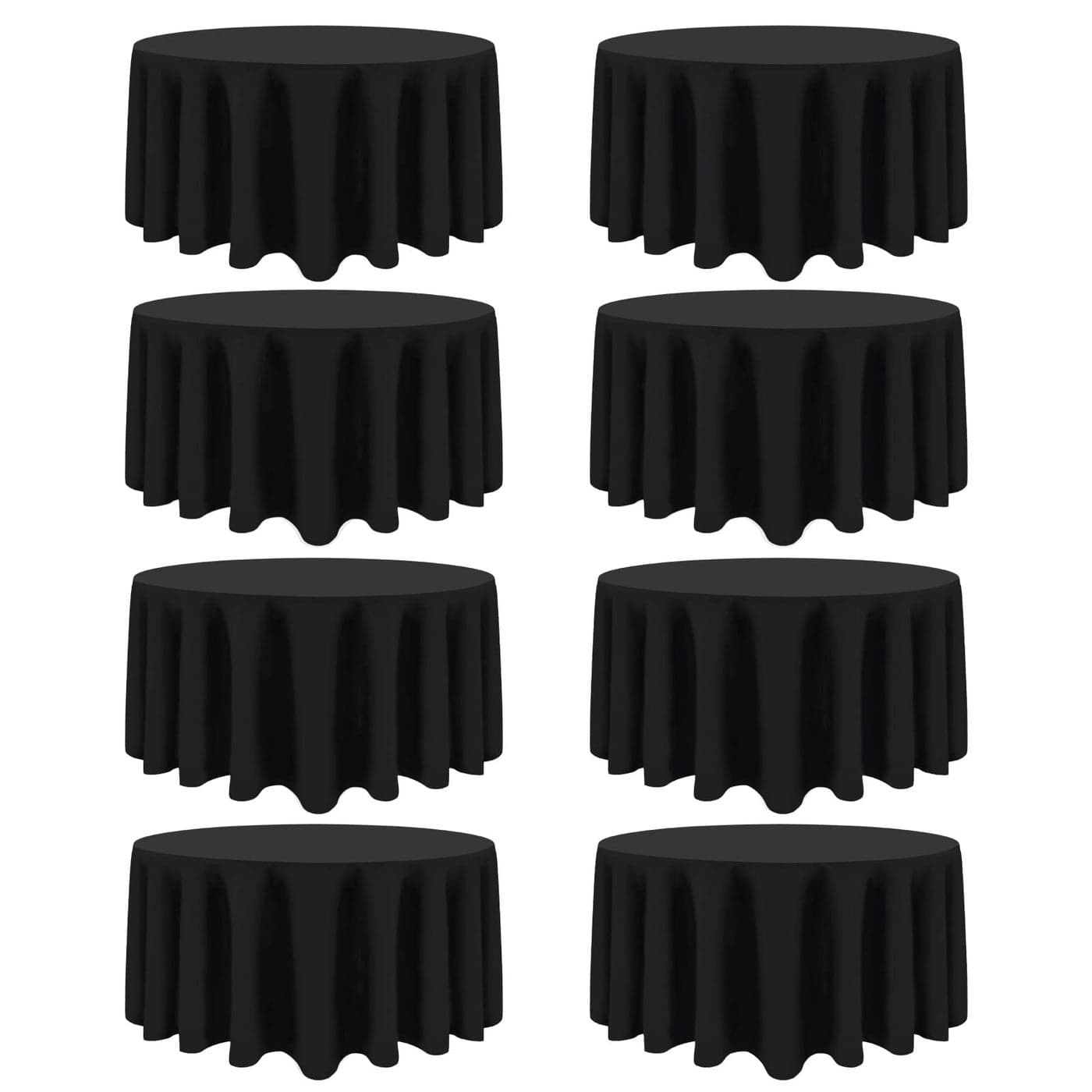Heneger 8 Pack Black Round Tablecloths 90 Inch Black Table Cloth Stain and Wrinkle Resistant Reusable and Washable Polyester Fabric for Buffet Wedding Party and Banquet