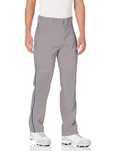 Alleson Athletic Men's Baseball Pants with Braid, Grey/Royal, X-Large