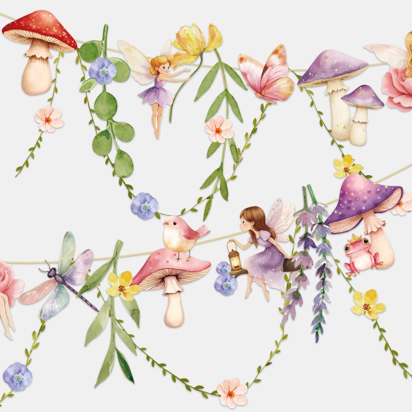 Fairy Party Banner Fairy First Birthday Party Decorations Mushroom Flower Banner for Baby Shower Garden First Fairies Tale Theme Girls Birthday Wedding Decor