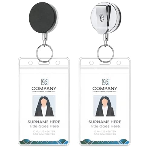 GLUN® ID Card Holder Set – 2 Pack Metal Badge Holder with Silicone Sleeve, Retractable Badge Reel & Durable Lanyard for Office, School & Staff Use