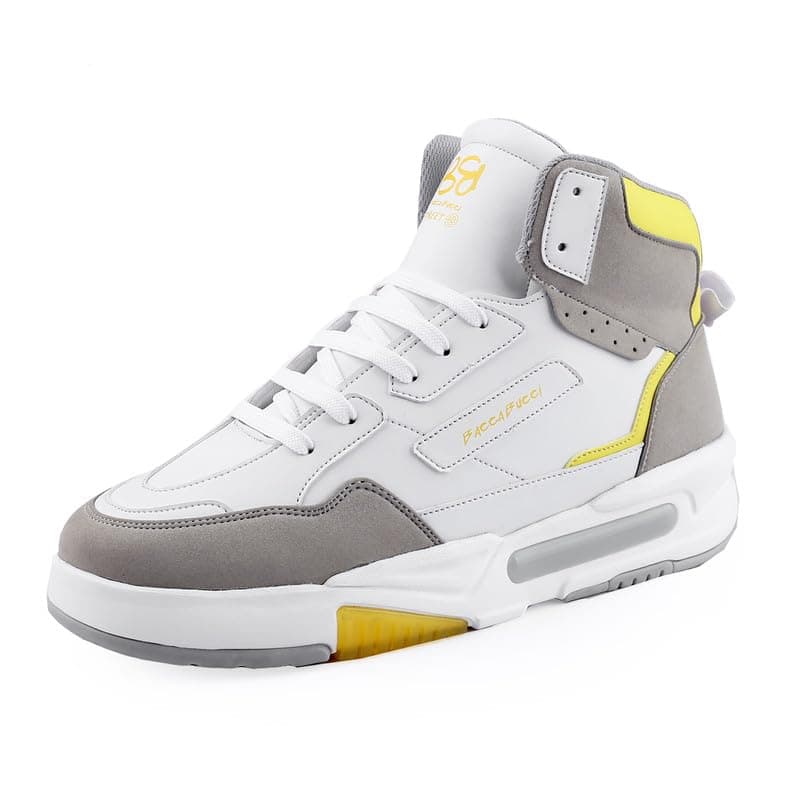 Bacca Bucci® Vengeance Korean Style High Top Streetwear Sneakers Casual Shoes for Men | Athletic-Inspired Ankle Length Shoes for Men- Yellow, Size UK9