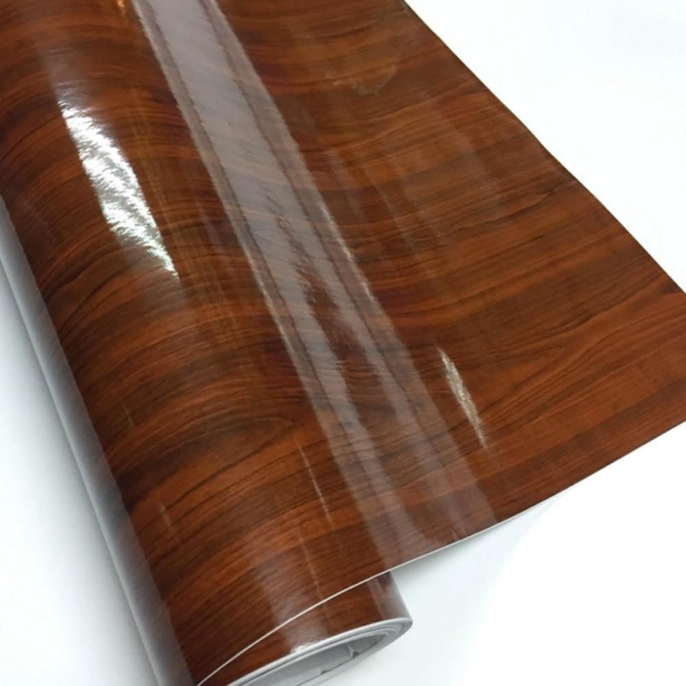 GreceYou Wood Grain Vinyl Wrap Sticker Decal Car Internal Wraps Self Adhesive DIY Film Waterproof Wrap Roll Without Bubble 100x 40cm394x157in BrownWood GrainHigh Glossy