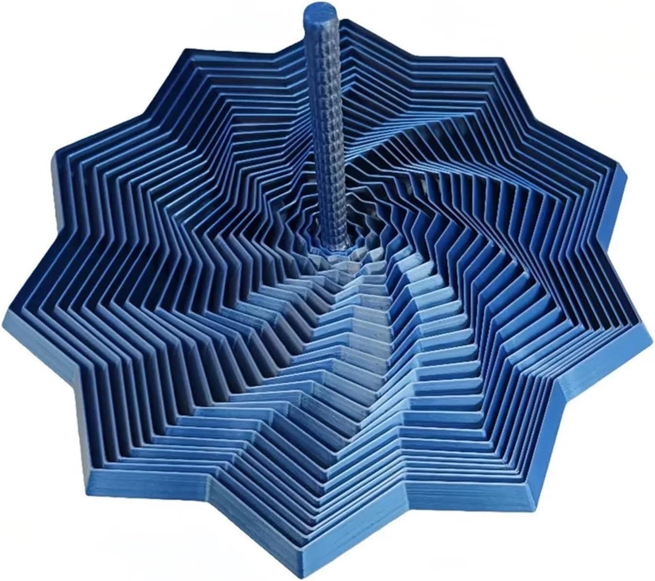 Deep Blue 3D Printed Expanded Sensory Fidget Star with Handles Fractal Hexagon Travel Office Stress Relief