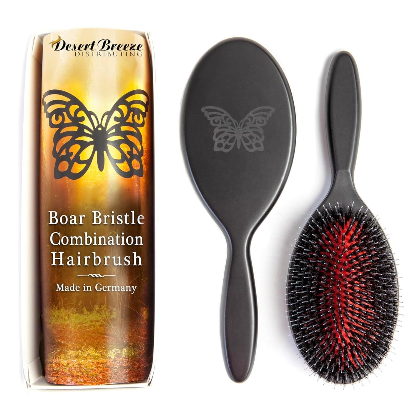 Premium German Hair Brush Wild Boar Bristle Rounded Nylon Pin Hairbrush Large Combination Brush for Women Best for Smoothing Medium to Thick Hair Handmade in Germany Large Size