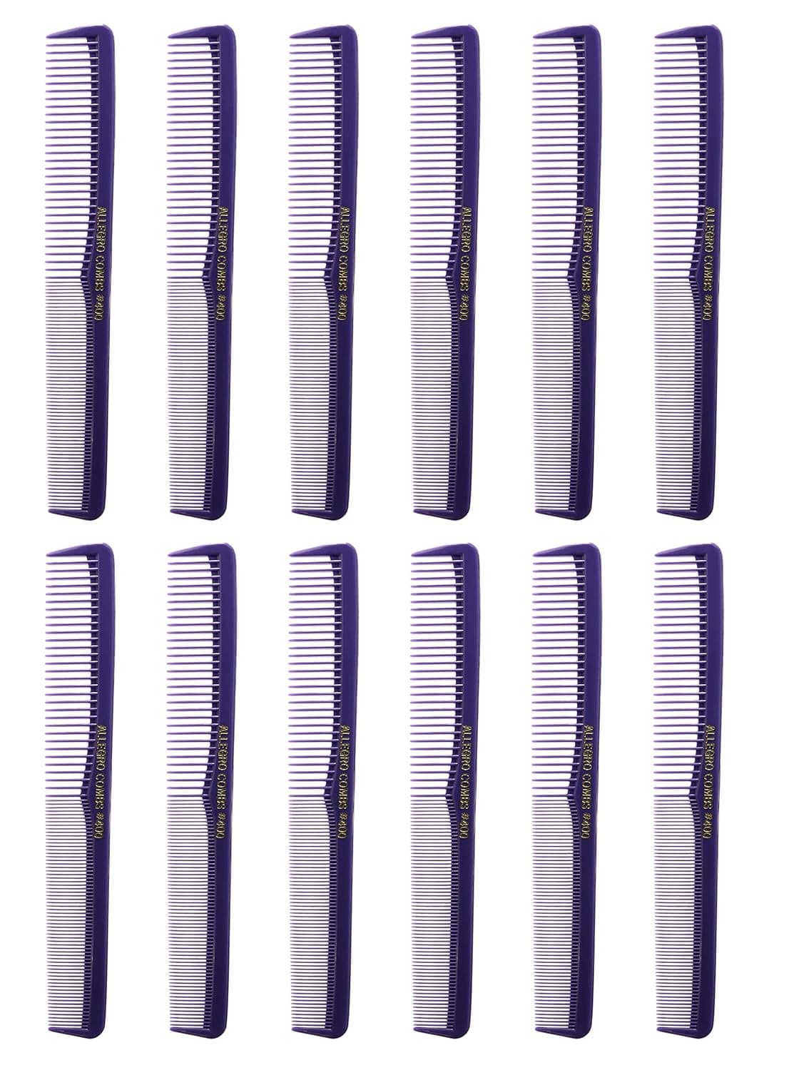Allegro Combs 400 Hair Combs Barber Comb Set Hair Cutting Pocket Comb For Hair Stylist Styling Comb Mens Womens Made In USA Purple 12 Pk