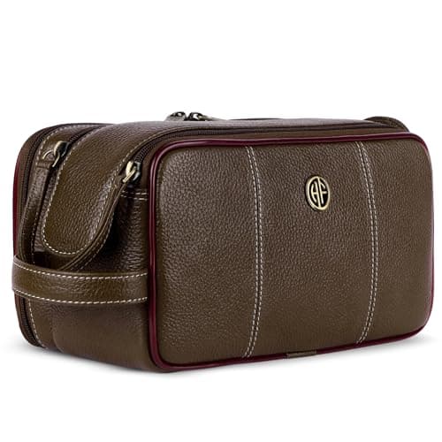 Hammonds Flycatcher Genuine Leather Travel Organizer Pouch - Toiletry Bag for Men and Women Cosmetic Organizer Bag, Shaving Kit Bag for Men Toiletry Pouch for Men with Multiple Pockets - Brushwood