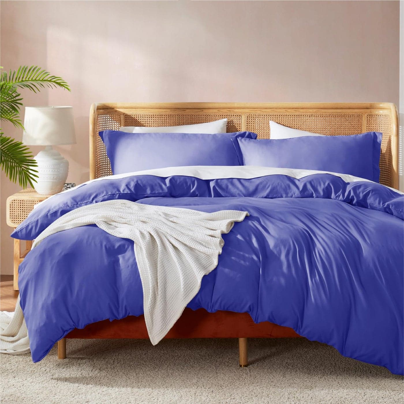Nestl Royal Blue Duvet Cover Queen Size Soft Double Brushed Queen Duvet Cover Set 3 Piece with Button Closure 1 Duvet Cover 90x90 inches and 2 Pillow Shams