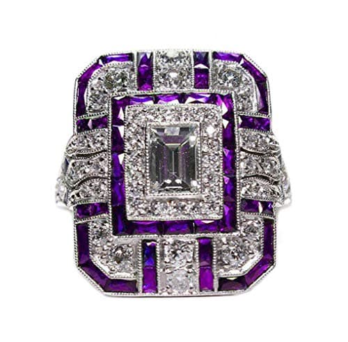 Goldenchen Fashion Jewelry Amethyst Silver Wedding Engagement Ring Art Deco Women Jewelry Gift Size 6-10 (10)