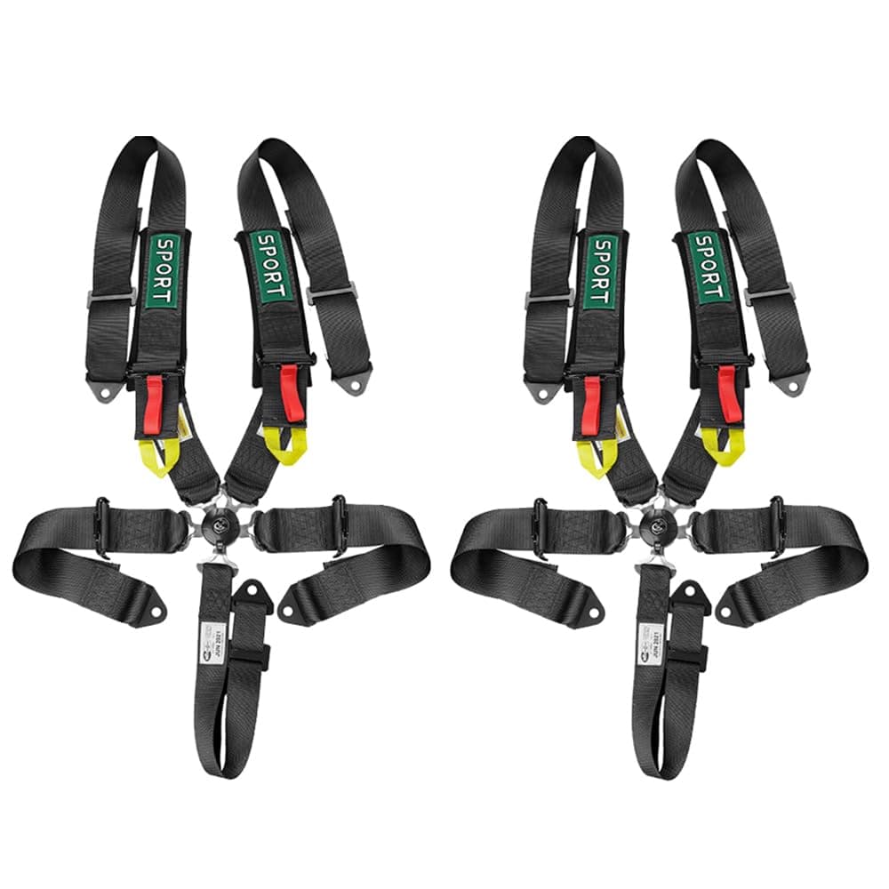 BESTZHEYU 2PCS Black 5Point Racing Safety Harness Set SFI with Ultra Comfort Heavy Duty Shoulder Pads Universal Polyester Safety Harness Set fit for Sports Car Racing Car Car