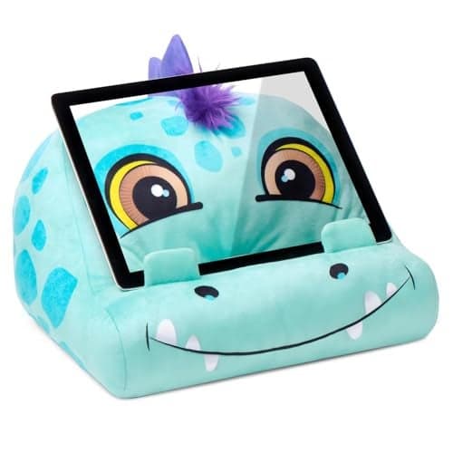 Gifts for Readers & Writers Kids Tablet Pillow Stand Holder Lap Soft iPad Stand Dino- Kindle Lap Holder for Reading Book Pillow for Reading in Bed, Soft Machine Washable Book Cushion with Pocket