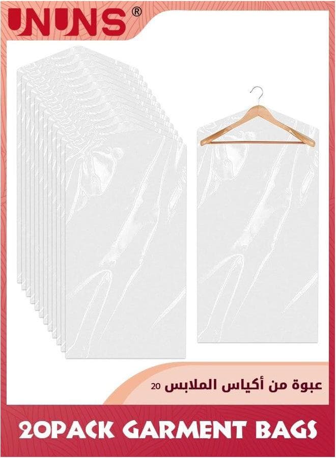 Hanging Garment Bags,20 Pack Clear Clothes Covers Dry Cleaner Bags,Hanging Dust-proof Bags For Cleaner,Home Storage,Travel,60x90cm