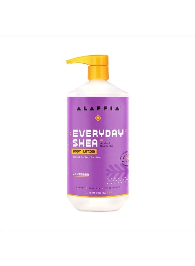 EveryDay Shea Body Lotion - Normal to Very Dry Skin, Moisturizing Support for Hydrated, Soft, and Supple Skin with Shea Butter and Lemongrass, Fair Trade, Lavender, 32 Fl Oz