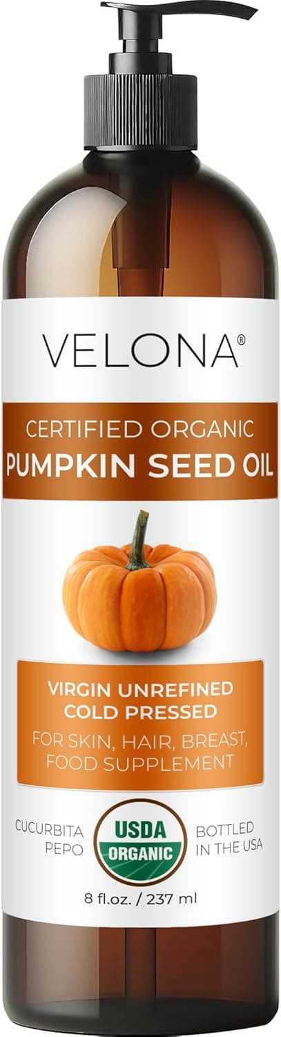 velona Pumpkin Seed Oil USDA Certified Organic 8 fl oz 100 Pure and Natural Carrier Oil Unrefined Cold Pressed