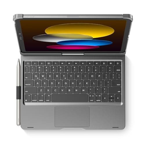 edaiser Swivel Keyboard Case for Apple iPad 11th Gen 2025 (A16)& iPad 10th Generation (10.9-inch); Rotatable Cover and Pencil Holder, Multi-Touch Trackpad, RGB Backlit, Space Gray