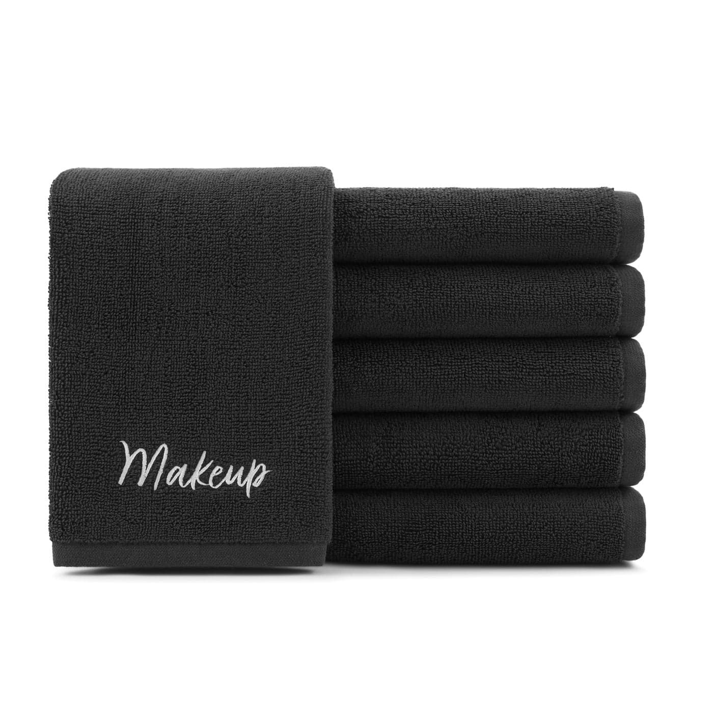 Arkwright Makeup Towels Pack of 6 Super Soft 100 Cotton Gentle Lightweight Face Make Up Remover Washcloths Guest Essentials for Hosts Artists 13 x 13 in Black