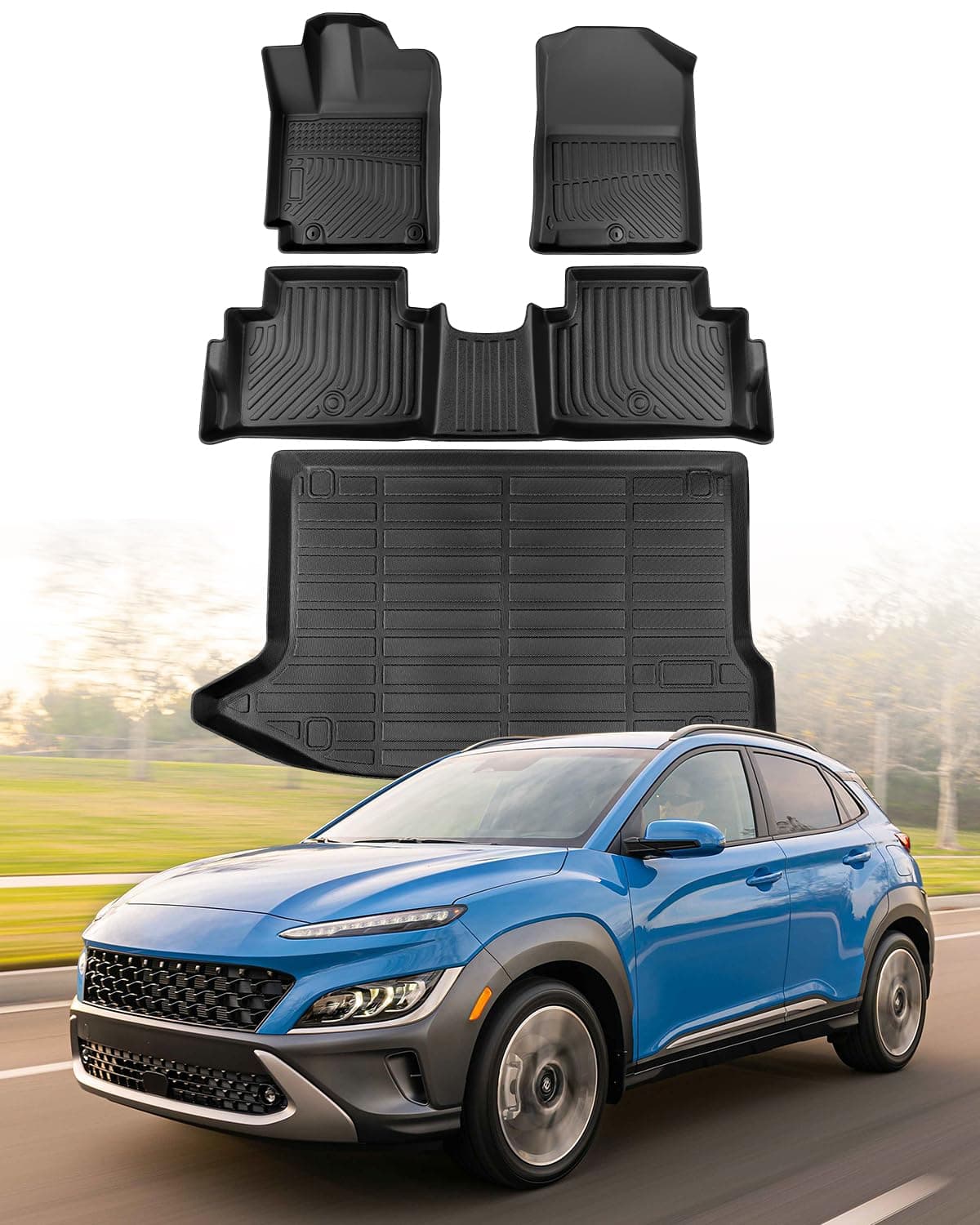 CreekT for Hyundai Kona Floor Mats 20182023 No for EVAll Weather Heavy Duty Waterproof Floor mats Cargo Liner for Hyundai Kona Accessories 2023 2022 2021 2020 2019 2018 SE SEL Limited Preferred