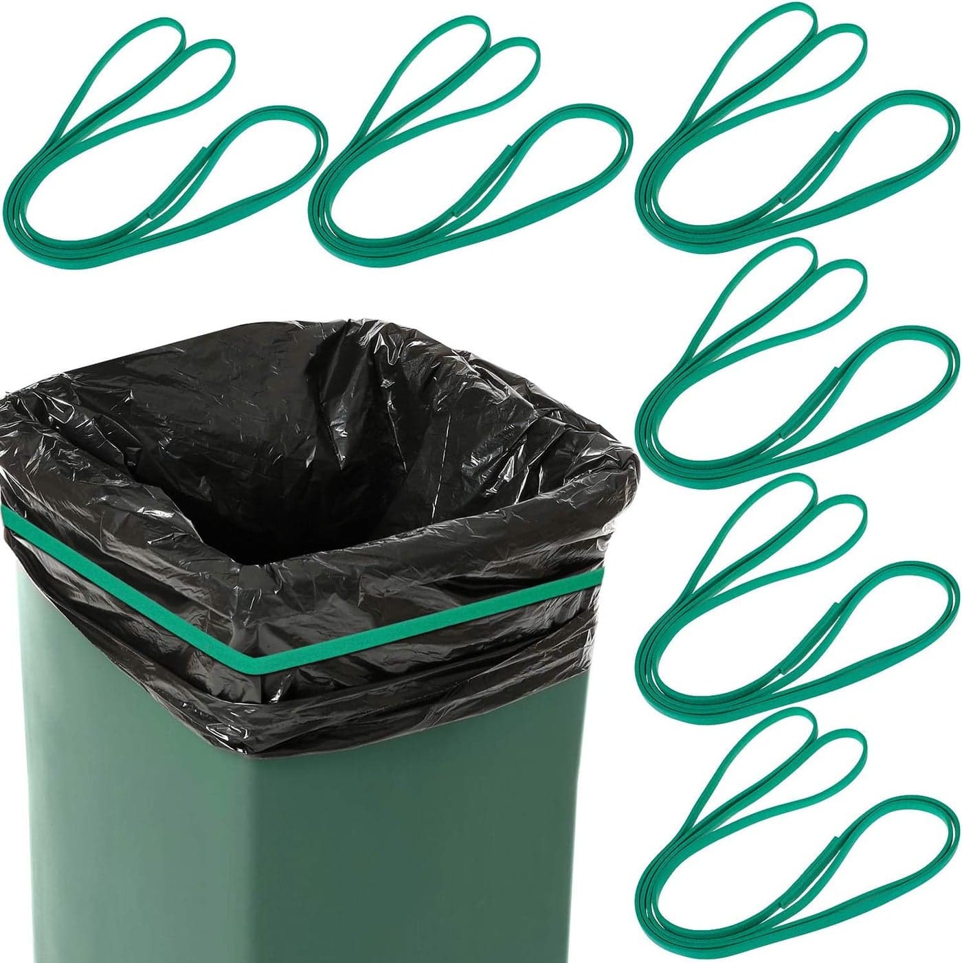 Shappy 6 Pcs Large Trash Can Rubber Bands 30 Adjustable Garbage Can Bands for 9596 Gallon Trash Bin Elastic Cord to Hold Garbage Bag in Place for Home Kitchen Office School Indoor Outdoor6 Pieces