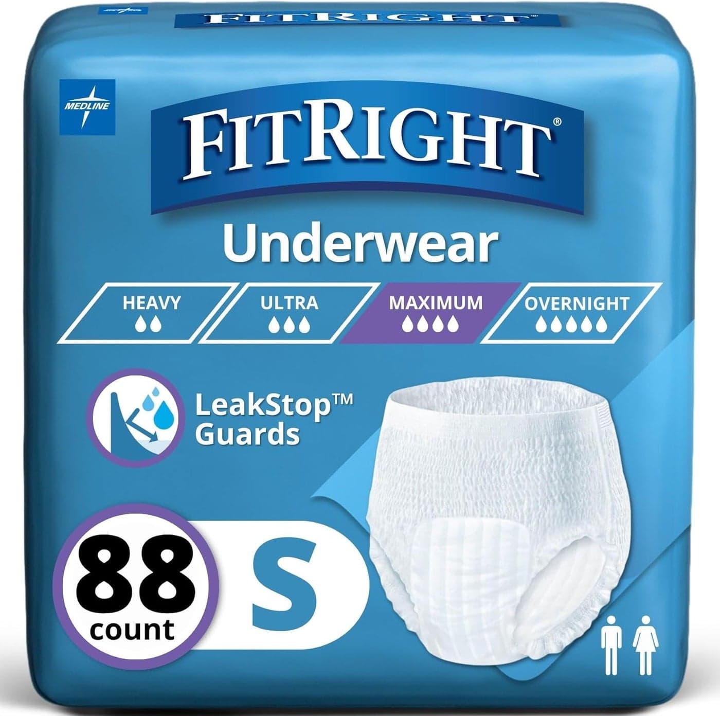 Protection Plus Super Protective Adult Underwear Small 2028 Inch WaistAbsorbency for Incontinence 88 Count 4 Packs of 22